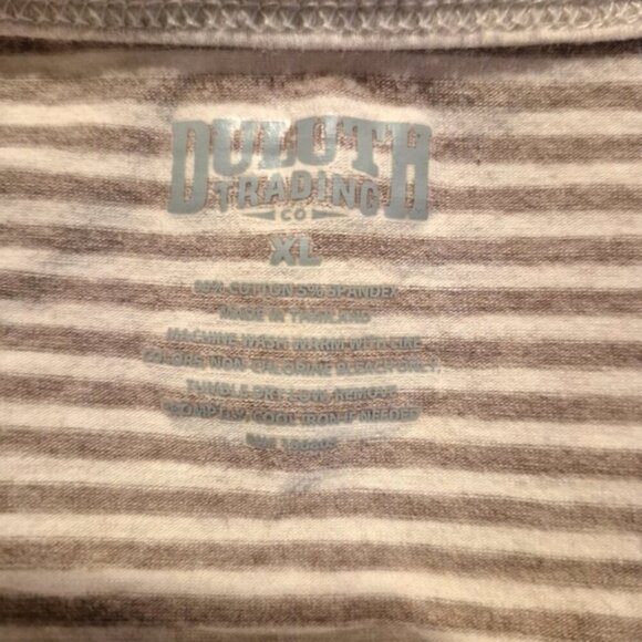 Duluth Trading Company women's size XL beige & tan stripe No Yank shirt VGUC - Picture 5 of 5